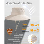 FURTALK Sun Hats for Women with Ponytail Hole Wide Brim Beach Bucket Hat UPF 50+ Fishing Hiking Outdoor Hats