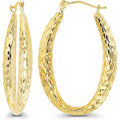 14K Yellow Gold High Polished Oval Hoop Earrings with Hinged Clasp | Various Sizes & Design | Yellow Gold Hoops | Solid 14k Gold Earrings Gold For Women