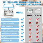 Stainless Steel Snack Containers, 3 Compartments Reusable On And Go Bento Box With Lids For Kids, Lunch Box Pre Meal Storage For Daycare School Outdoor Camping Travel - Blue