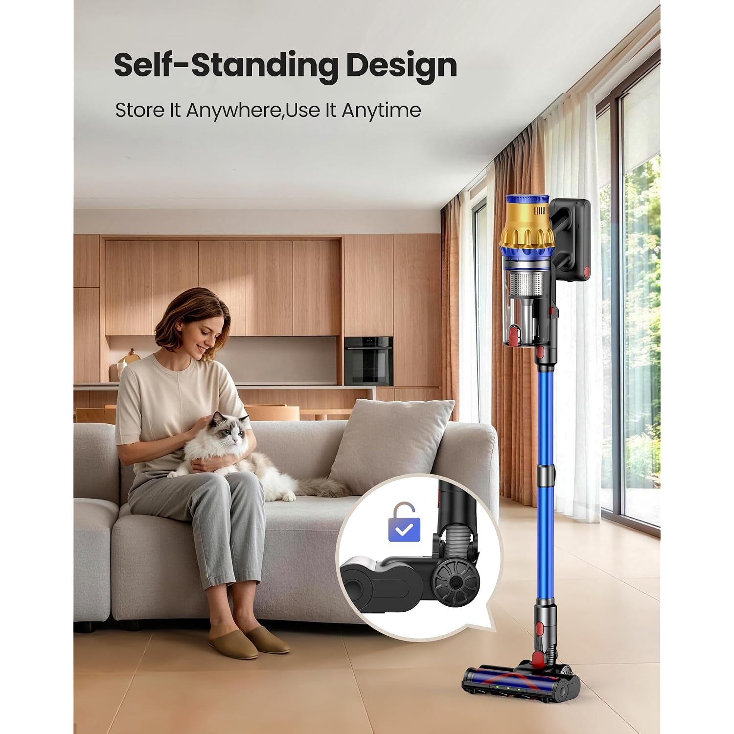 Cordless Vacuum Cleaner, 650W/55Kpa Vacuum Cleaners For Home, 70Mins Stick Vacuum With Self-Standing,Anti-Tangle,Wall Mount Charging,Lightweight Wireless Vacuum For Hardwood Floors Carpet Pet Hair Car