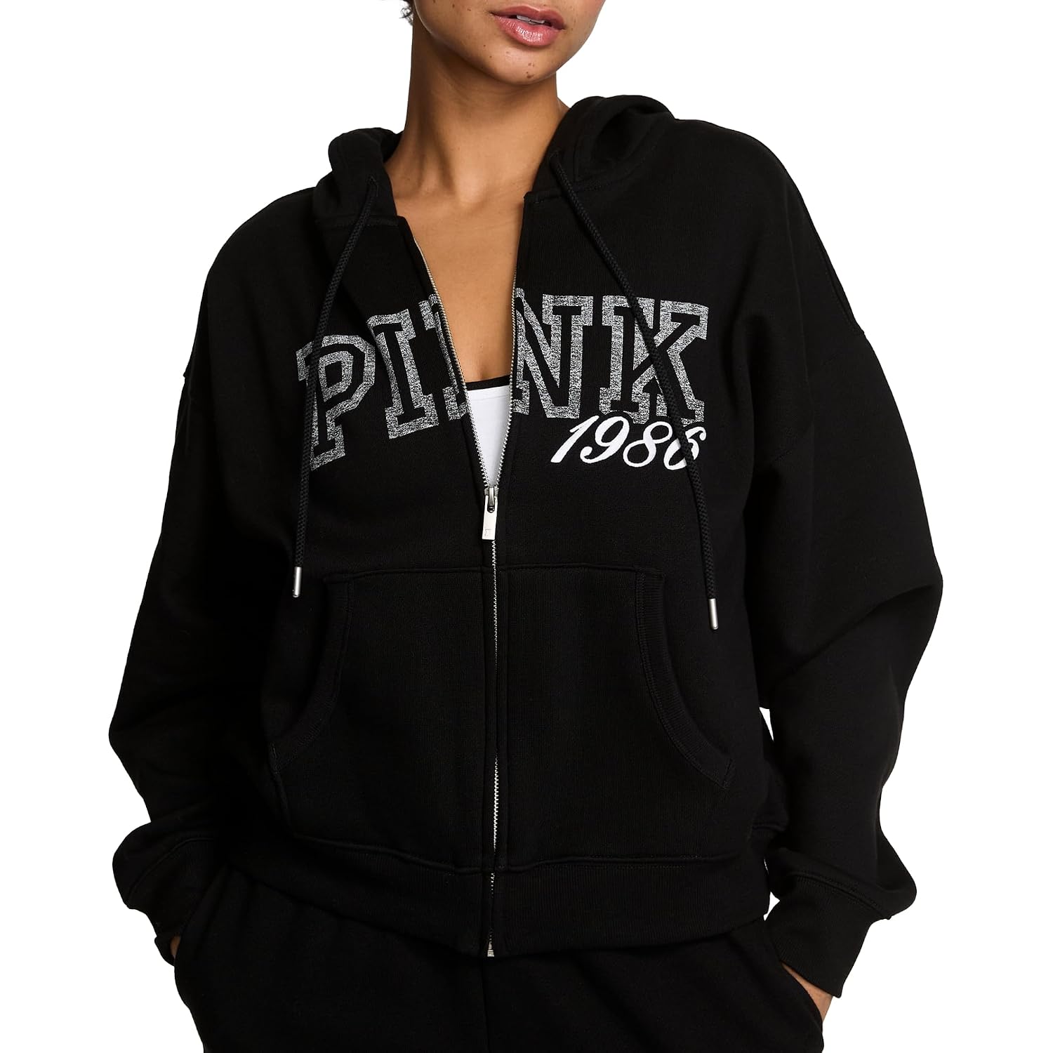 Victoria'S Secret Pink Women'S Campus Fleece Full-Zip Hoodie Sweatshirt (Xs-Xl)