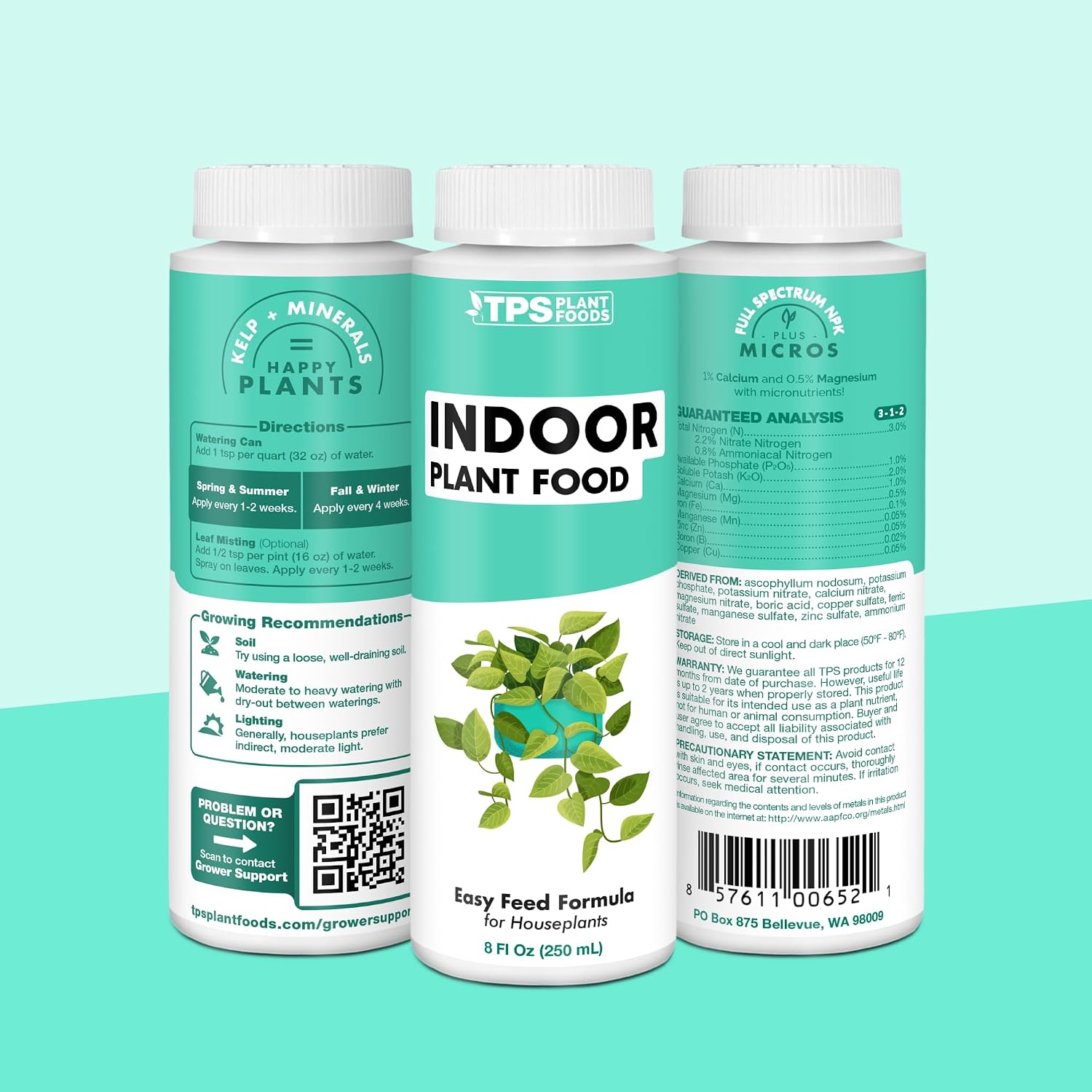 Indoor Plant Food – Liquid Fertilizer For Houseplants, New Growth, Greener Leaves, And Strong Roots, 8Oz