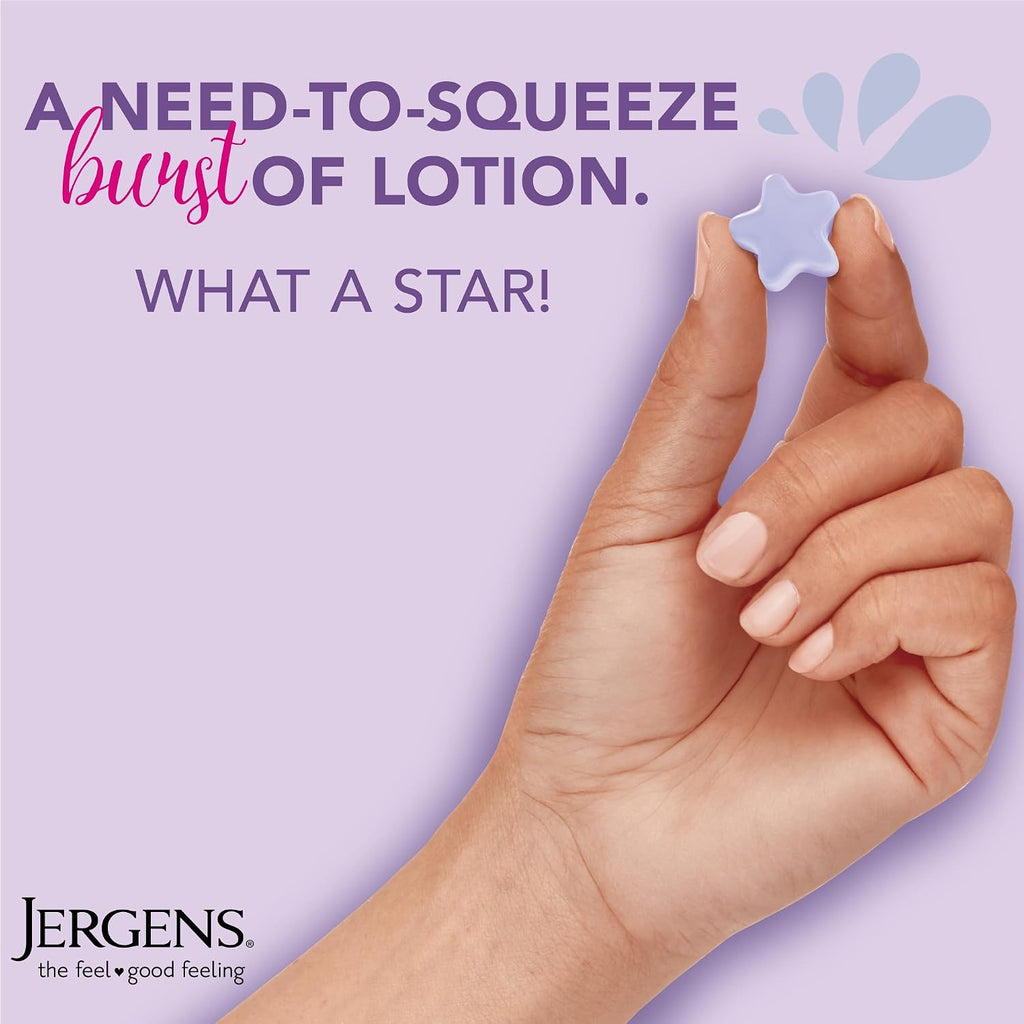 Jergens Lavender Lotion Bursts, Squishy Star-Shaped Moisturizer Bursts, Gifts For Teen Girls Or Boys, 38 Ct
