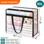6 Pack Clear Storage Bags For Comforter, Clothes & Bedding, Plastic Blanket Storage With Zipper And Handle, Moving Bags, Closet Organizer And Under-Bed Storage (40L)