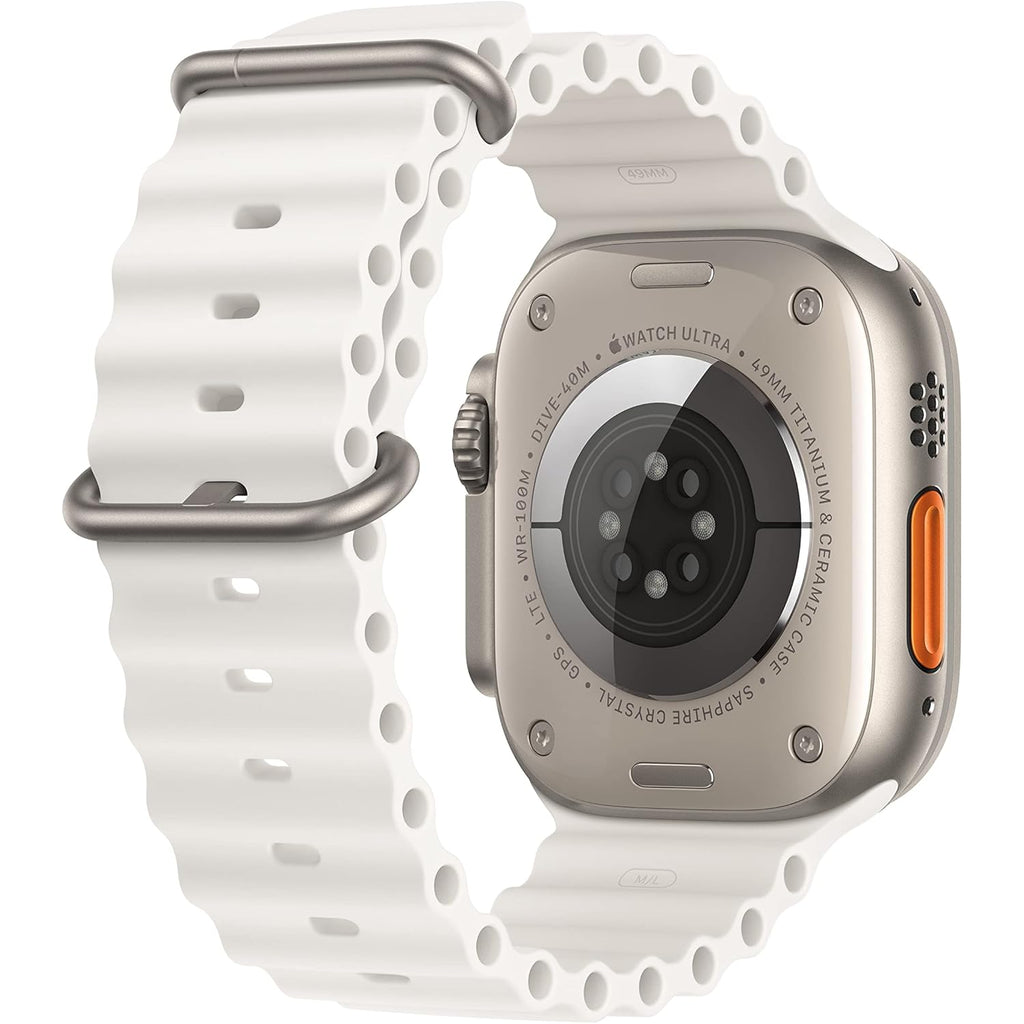 Apple Watch Ultra [GPS + Cellular 49mm] Titanium Case with White Ocean Band, One Size (Renewed Premium)