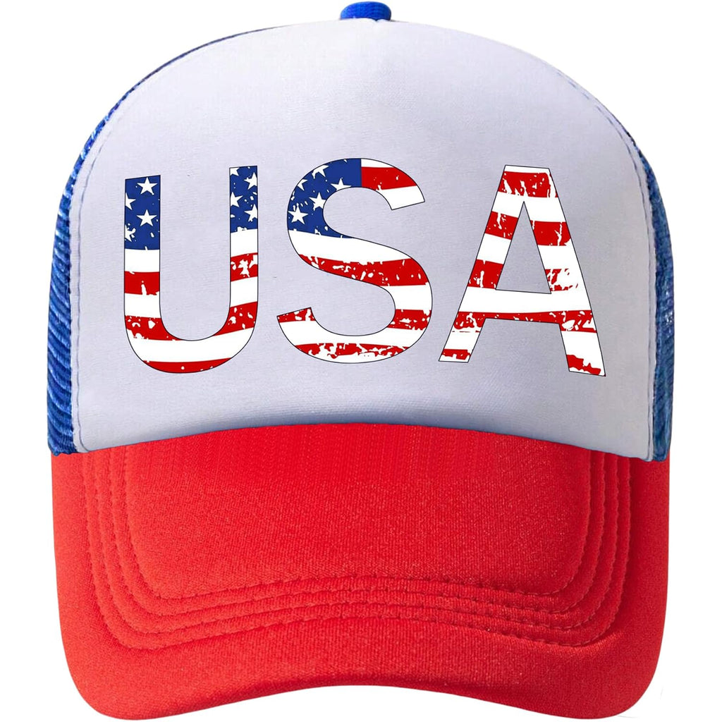 American Flag Hat USA Hat 4th of July Trucker Hats for Women Men Patriotic US Baseball Cap Red White Blue 2