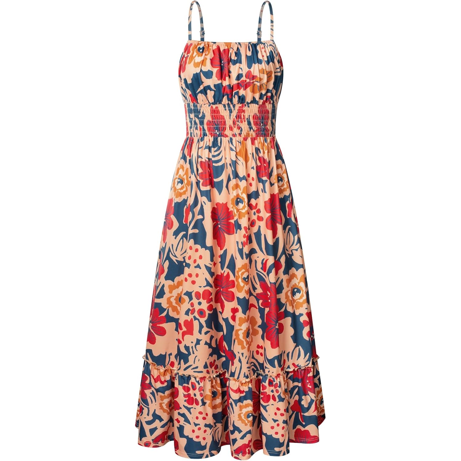 Grace Karin Summer Dresses For Women 2026 Vacation,Smocked Floral Maxi Dress,Boho Beach Sundress With Pocket Fashion Clothing