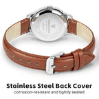Pindows Minimalist Watches For Women, Gold-Tone Case With Black Leather Strap, Fashionable, Everyday Elegant Quartz Analog Dress Watch