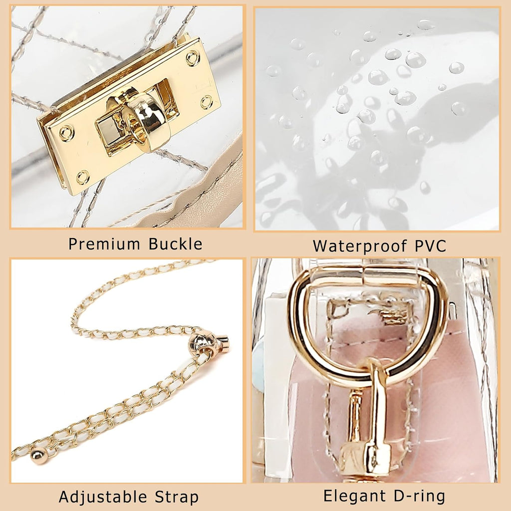 Clear Bag For Stadium Events Clear Purse For Women Quilted Pvc Clear Crossbody Bag Stadium Approved For Concerts