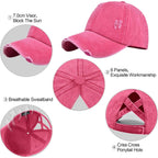 Enwokran Women Ponytail Hat Baseball Cap, Adjustable Criss Cross Messy Buns Ponycaps High Bun Cotton Distressed Hats