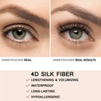 4D Silk Fiber Lash Mascara & Waterproof Liquid Eyeliner Set, Lengthening & Volumizing, Smudge-Proof Long Lasting, Hypoallergenic Gel Fiber Formula, Ideal Eye Makeup Gift for Women