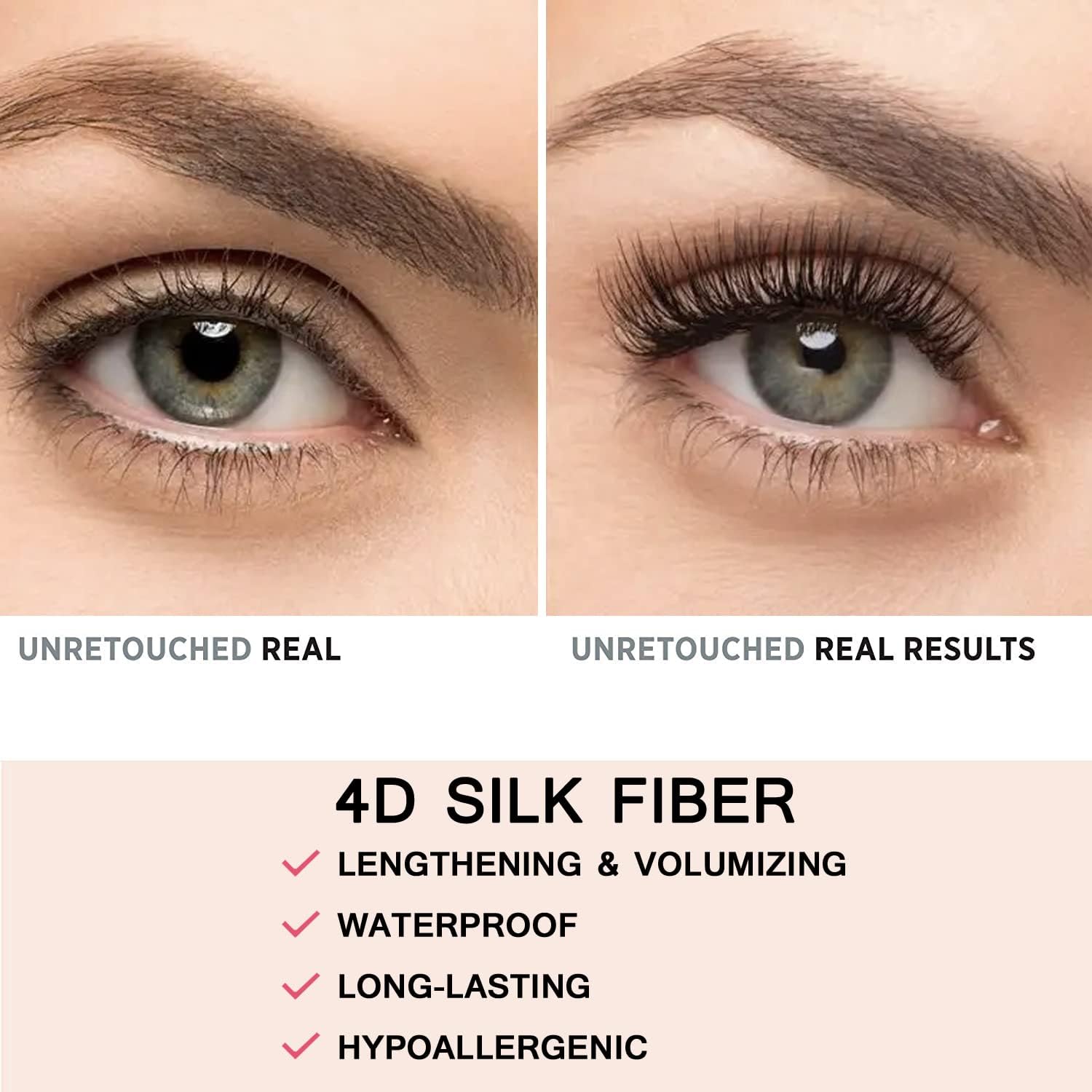 4D Silk Fiber Lash Mascara & Waterproof Liquid Eyeliner Set, Lengthening & Volumizing, Smudge-Proof Long Lasting, Hypoallergenic Gel Fiber Formula, Ideal Eye Makeup Gift for Women