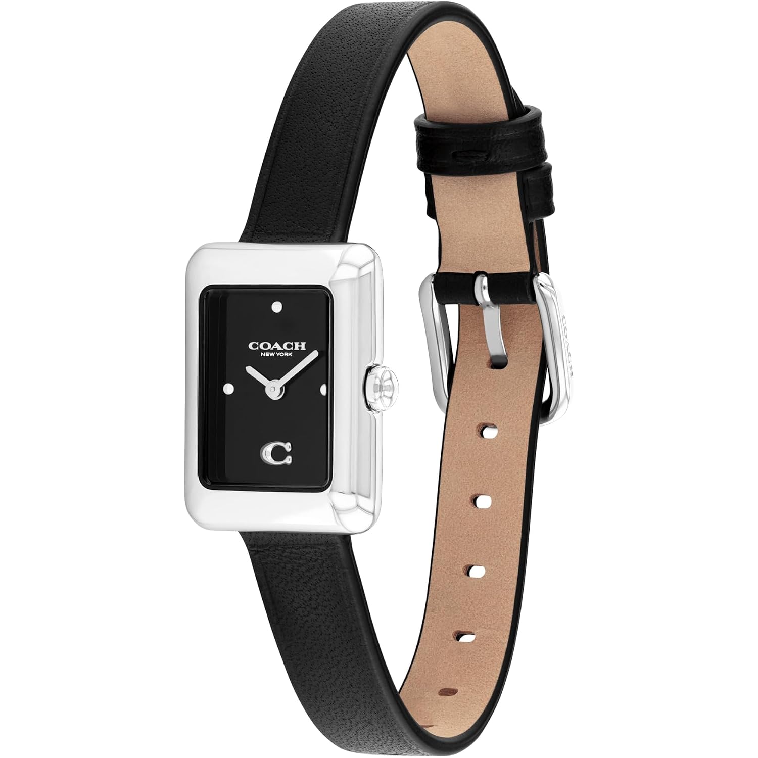 Coach Mara Women’S Small Quartz Watch – 2-Hand Analog Display – Genuine Leather Strap – Tank Shape Case – Modern Style, Gift For Her - 19Mm