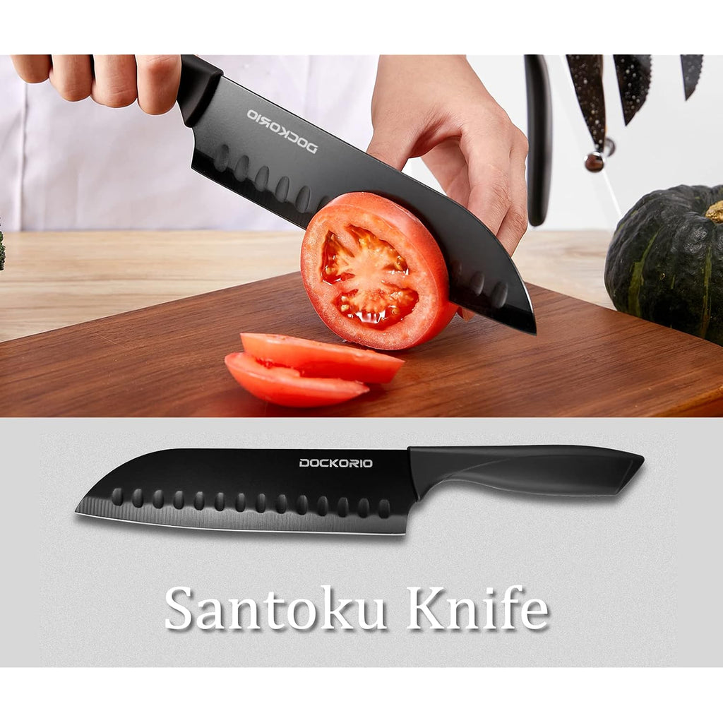 Kitchen Knife Set With Block, 19 Pcs High Carbon Stainless Steel Sharp Includes Serrated Steak Knives Set, Chef Knives, Bread Knife, Scissor, Sharpener, All In One