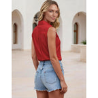 Sleeveless Button Down Shirts For Women, Slim Fit Business Collared Shirt Work Blouses Button Up Office Clothe
