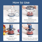 La Reveuse Food Processor,Electric Food Chopper With 7-Cup (1.7L) Glass Bowl, 4 Bi-Level Blades For Chopping,Grinding,Mincing,Whisking,Meal Prep,300W,Blue