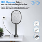 2 Pack Electric Fly Swatter 2 In 1 Bug Zapper Racket & Mosquito Zapper,4000V With Usb Charging Base，Powerful Mosquito Swatter With 3 Layers Of Safety Net Suitable For Indoor And Outdoor…