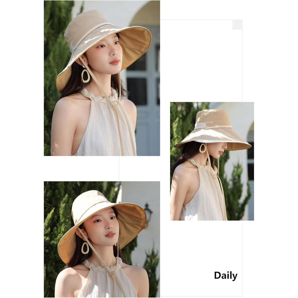 Women's Outdoor UV-Protection-Foldable Sun-Hats Wide-Brim Beach Fishing Hat