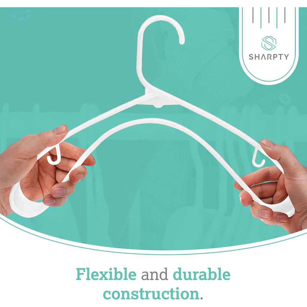Plastic Hangers Clothes Hangers For Clothing, Closet, Coats & Shirts - Durable, Thick, Tough & Space Saving - For Everyday Standard Use, Room Essentials & Basics - 20 Pack - White