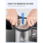 Qcen Juicer Machine, 500W Centrifugal Juicer Extractor With Wide Mouth 3” Feed Chute For Fruit Vegetable, Easy To Clean, Stainless Steel, Bpa-Free (Black)