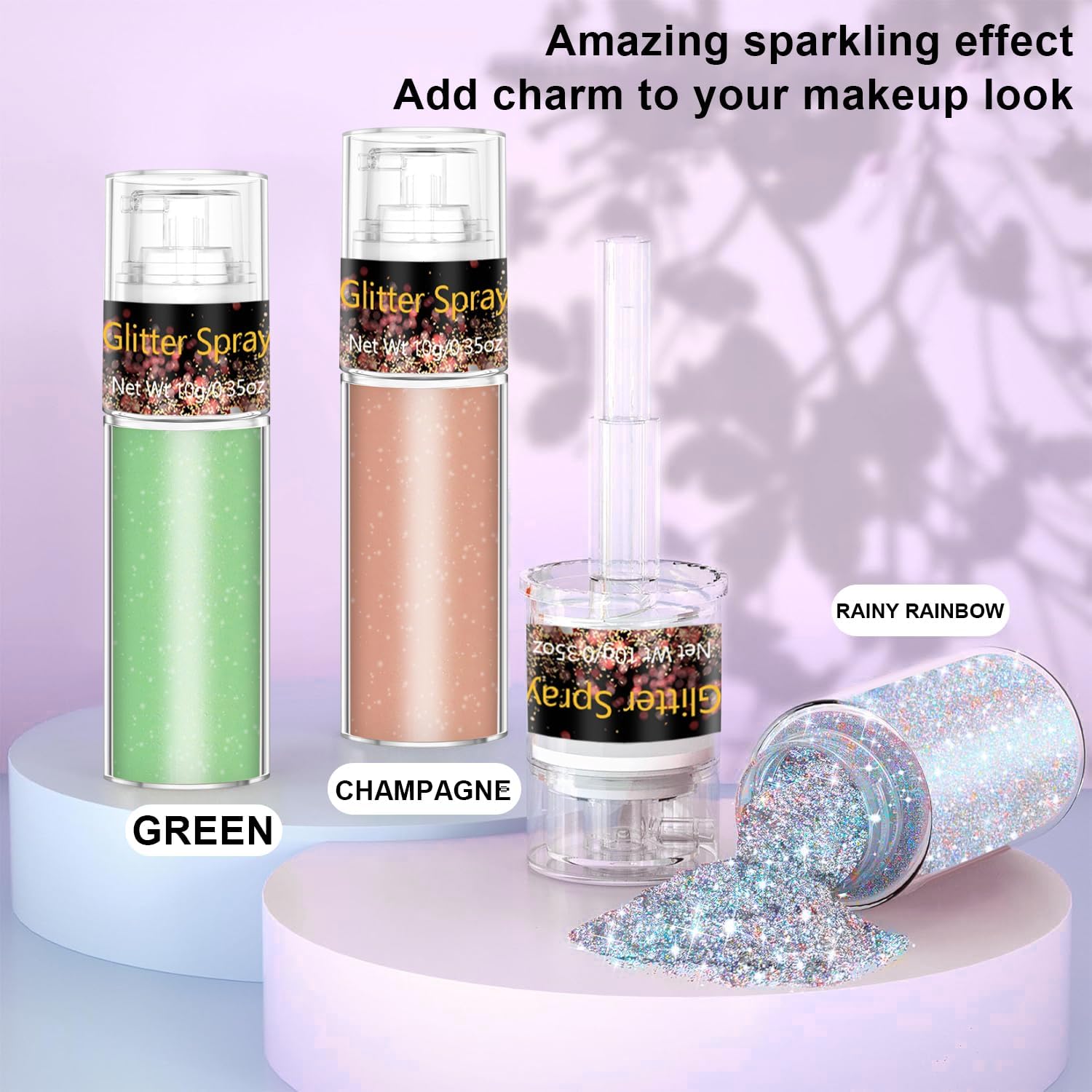 Hair and Body Glitter Spray, 1PC Glint-Rainbow Glitter Hairspray Dry Powder Makeup for Clothes, Festival Rave Loose Sparkle Powder,Holographic Ultra Fine Glitters for 4th of July Accessories