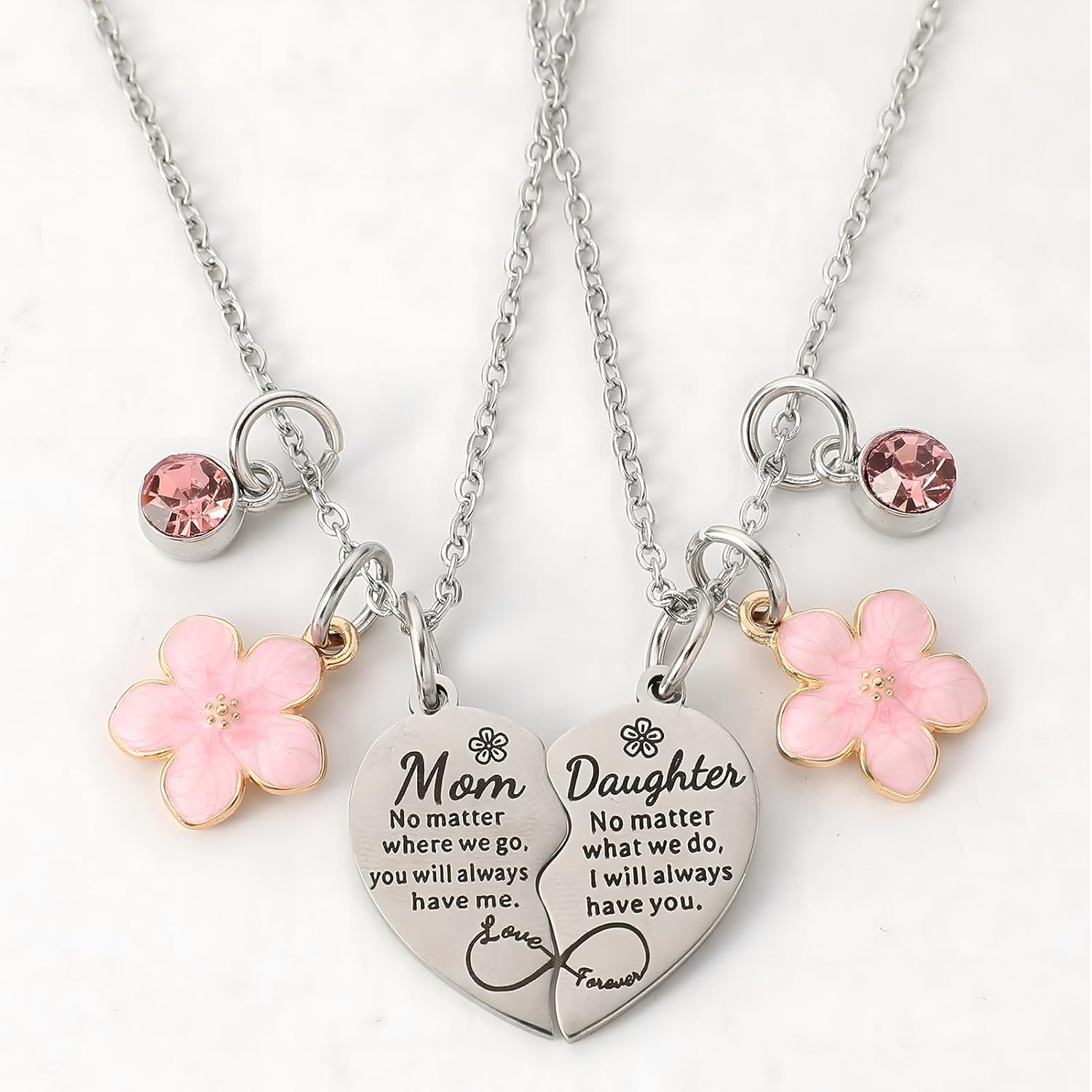 Artlunar Mother Daughter Necklace - Heart Matching Necklace Keychain for Mom Women Mother Day Gift from Daughter