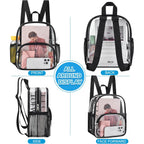 Busiuw Clear Backpack for Stadium Events Clear Backpack 12x12x6 with Front Pocket for Concert Sport Fashion Women Backpack Events Work Travel