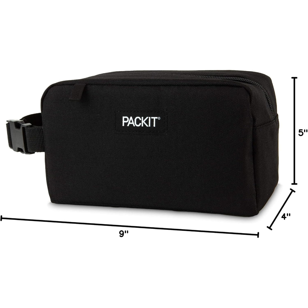Packit Freezable Small Insulated Snack Box, Black, With Ecofreeze Technology (Built-In Ice Pack), Mini Cooler Or Small Lunch Bag, For Fresh Snacks On The Go, For Work, Gym, Or Travel