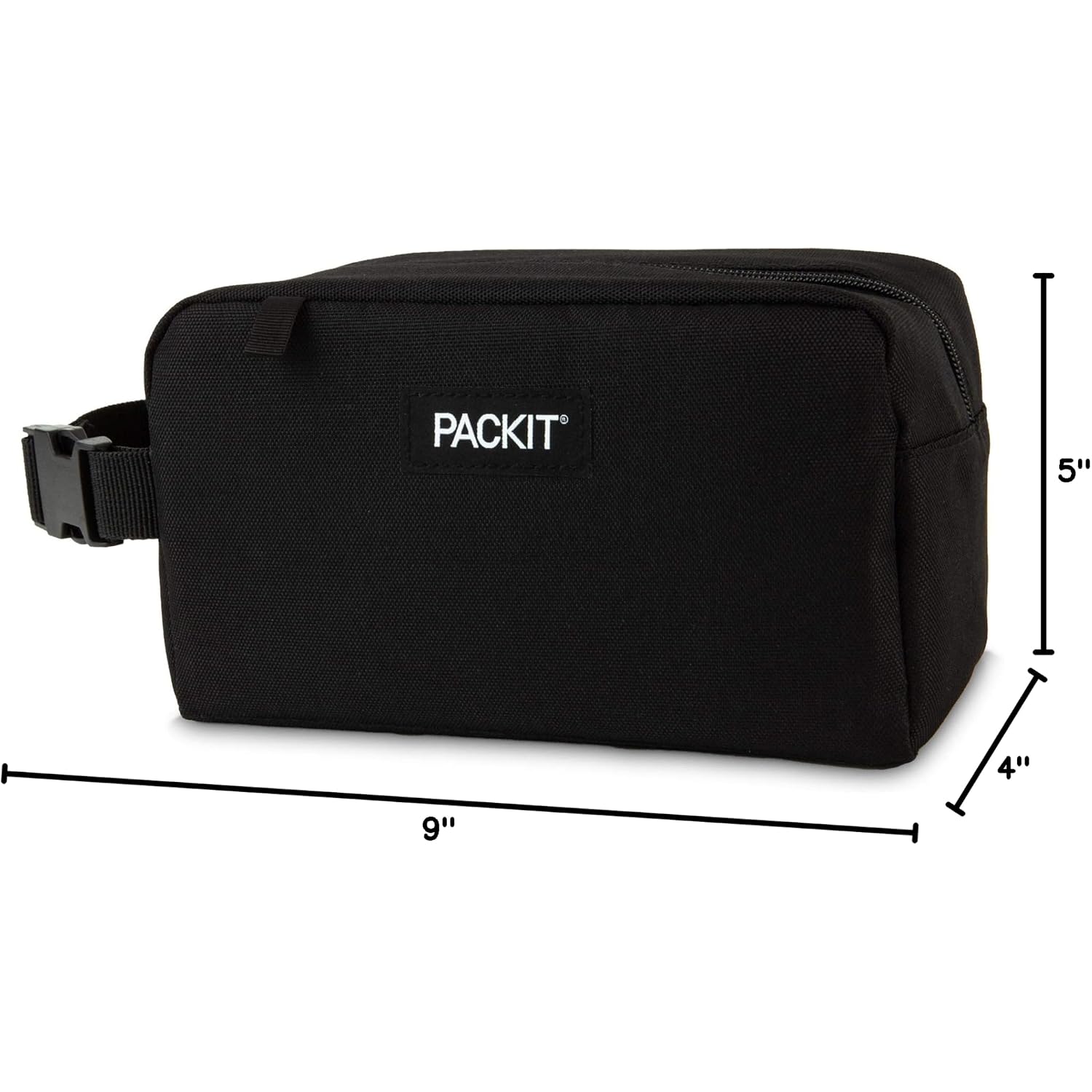 Packit Freezable Small Insulated Snack Box, Black, With Ecofreeze Technology (Built-In Ice Pack), Mini Cooler Or Small Lunch Bag, For Fresh Snacks On The Go, For Work, Gym, Or Travel