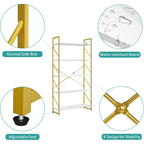 Yitahome 5 Tiers Gold Bookshelf | Modern Wide Bookcase, Large Book Rack, Storage Rack Shelves In Bedroom/Living Room/Home/Office, Books Holder Organizer