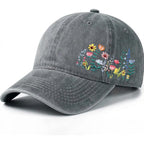 Elegant Floral Embroidered Baseball Cap for Women Men, Adjustable Trendy Soft Breathable Dad Hat, Gifts for Flower Lover Elegant Floral G