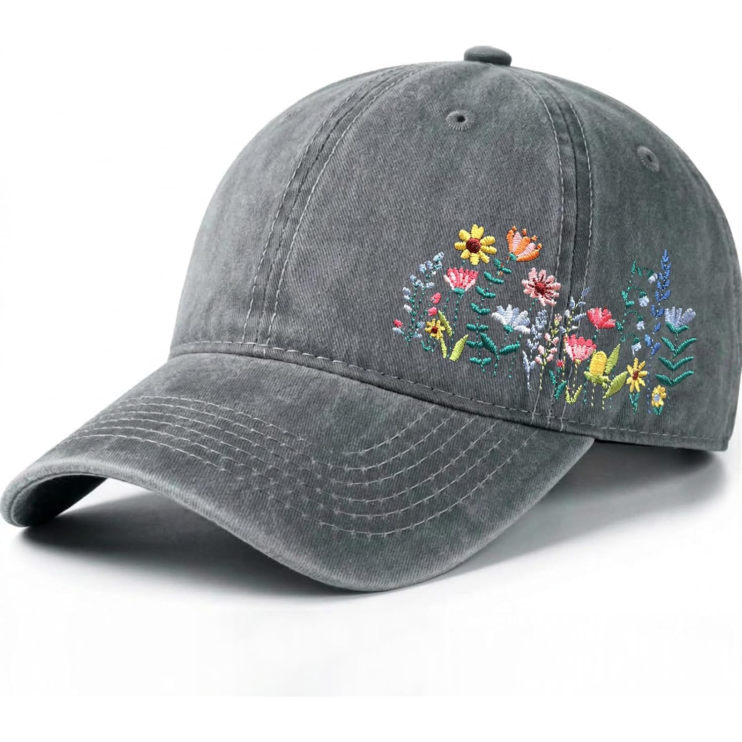 Elegant Floral Embroidered Baseball Cap for Women Men, Adjustable Trendy Soft Breathable Dad Hat, Gifts for Flower Lover Elegant Floral G