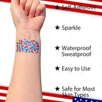Mysense Red White and Blue Face Hair Body Glitter Stick with Heart & Star Sequins,4th of July Outfits for Women Kids,Patriotic USA Accessories for Independence Day Memorial Day 250 Anniversary