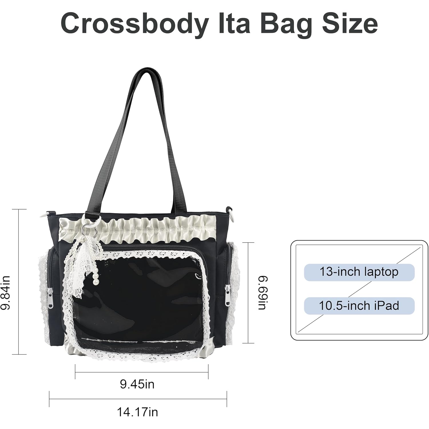 Ita Bag,DIY Clear Pin Display Bag with Insert and Accessories,Anime Kawaii Ita Crossbody Purse,Women Y2K Shoulder Bags