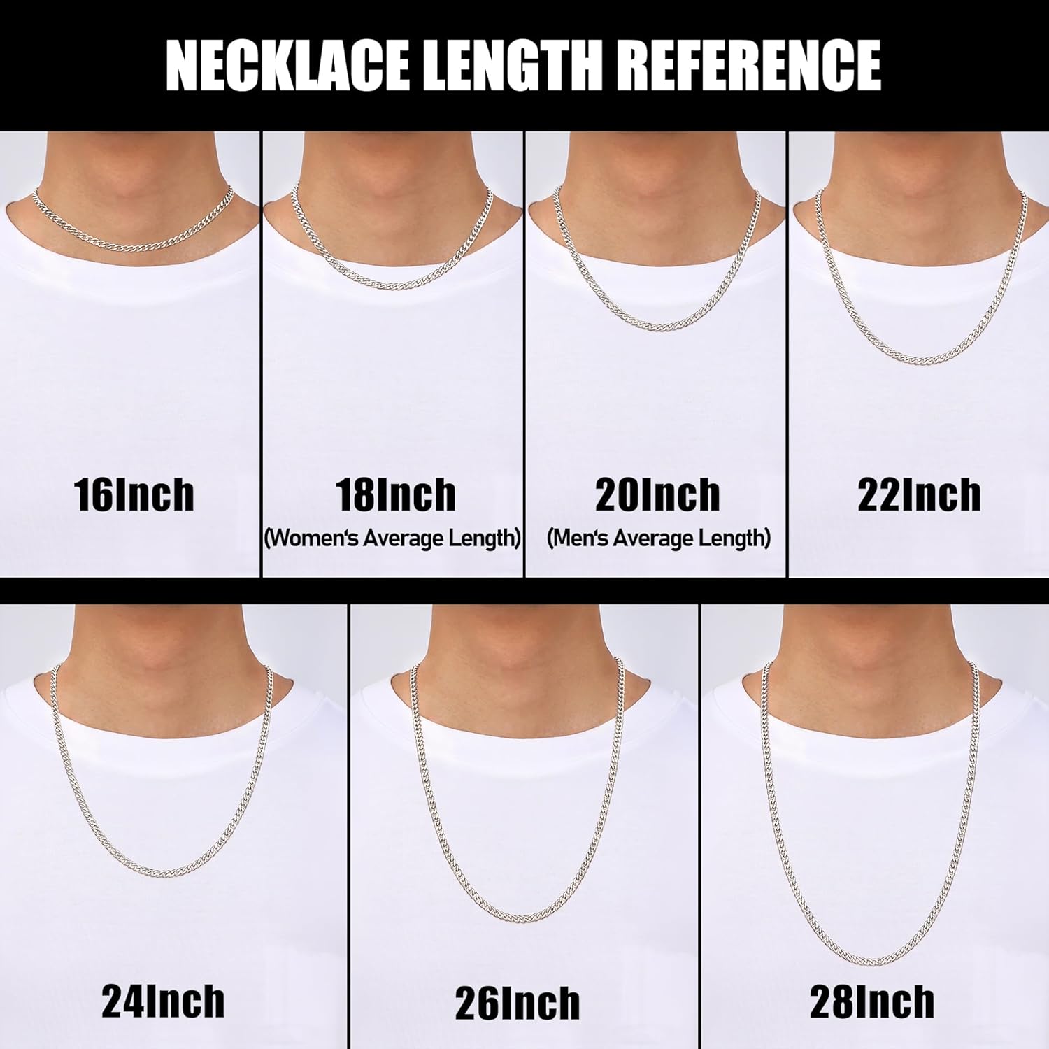 Fiusem 3.5mm Cuban Link Chains for Men, Silver Tone/Black/14K Gold Plated Stainless Steel Necklace Chain, Mens Necklace 16, 18, 20, 22, 24, 26, 28 Inch