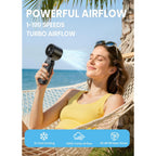 Portable Handheld Turbo Fan, 1-199 Speed Adjustable, Black | 4 In 1 Pocket Design With Led Display, High-Power Motor, Rechargeable Battery, Mini Fans For Indoor/Outdoor/Travel/Work