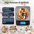 Bomata Large Kitchen Scale With 0.1G/0.001Oz High Precision, 5Kg/11Lb Bakery Scale With% Percentage Function, Usb Rechargeable, Full-View Angle Lcd With Backlight, Stainless Steel Pan