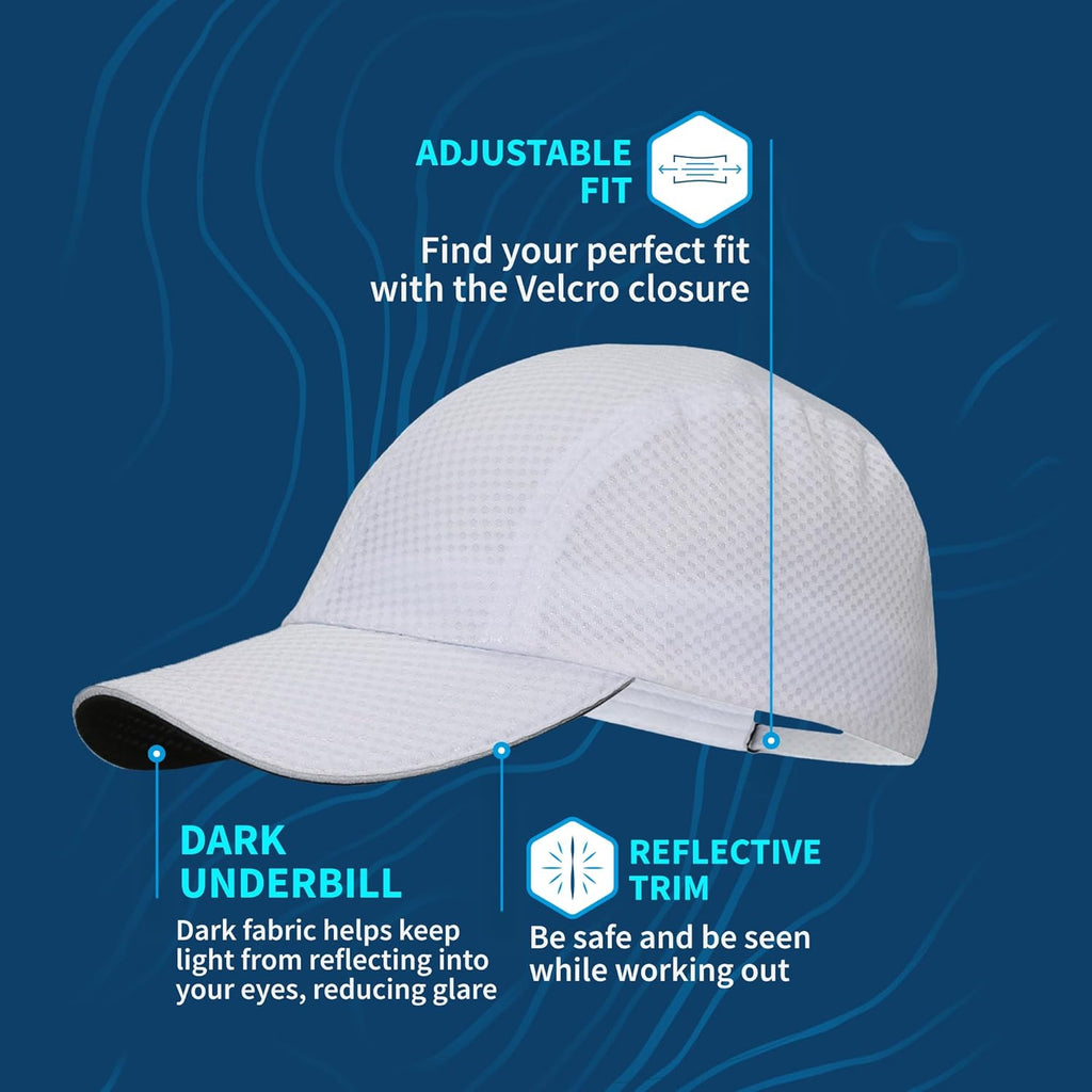 TrailHeads Women's Race Day Performance Running Cap, Lightweight & Quick Drying Mesh Sports Hat with Reflective Trim