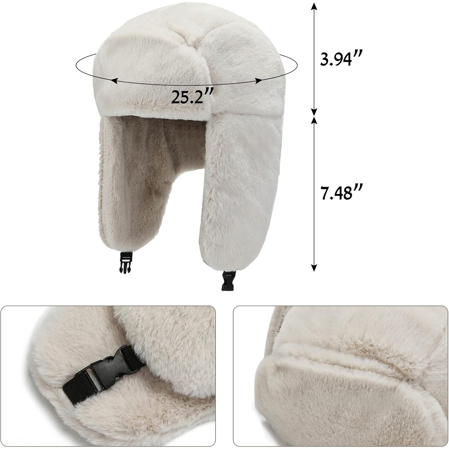 Peicees Winter Hats for Men Womens Fur Hats Russian Ushanka Trapper Hat with Ear Flaps Warmer for Adult
