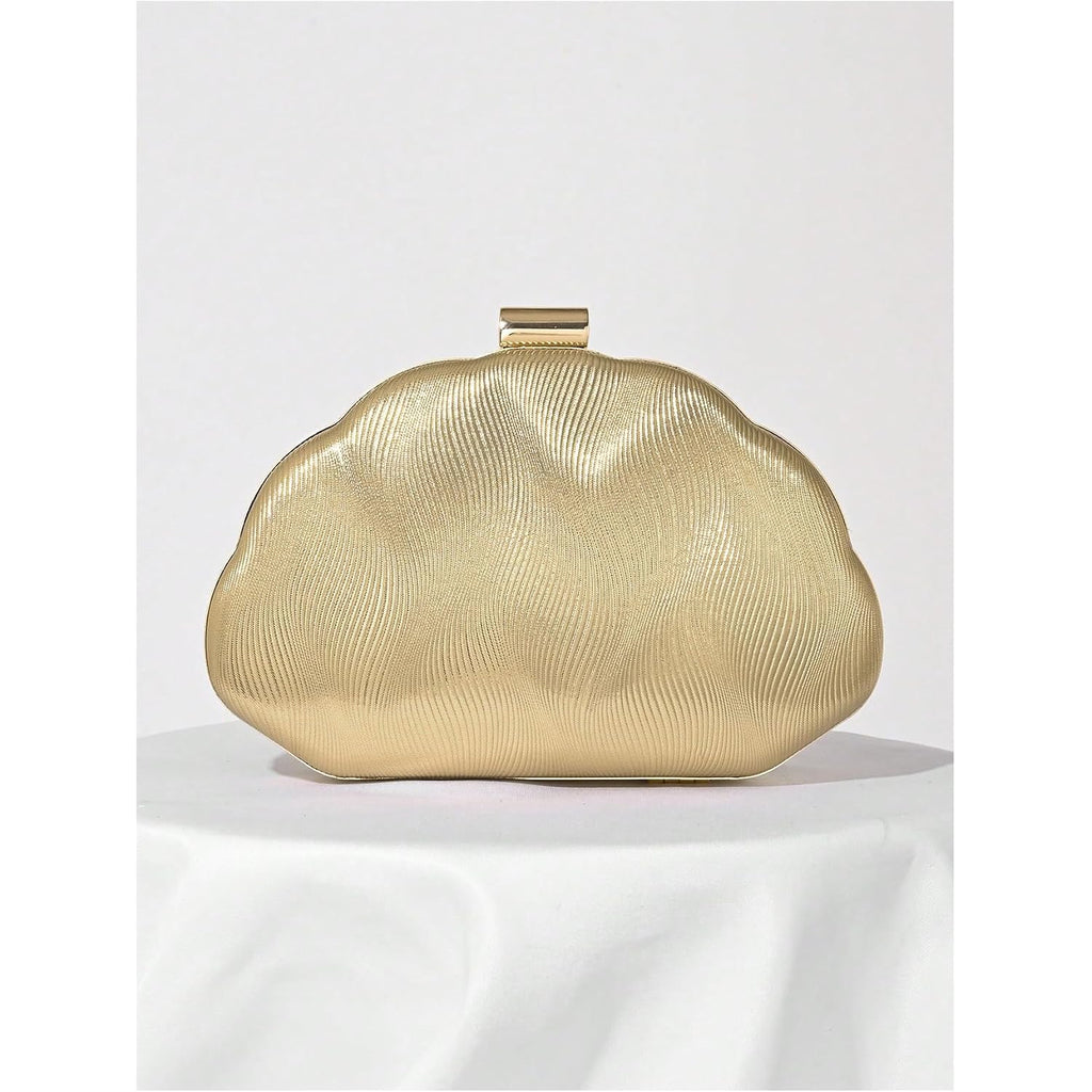 Milumia Women'S Metallic Shell Clutch Purse Cocktail Wedding Guest Evening Handbags With Chain Strap