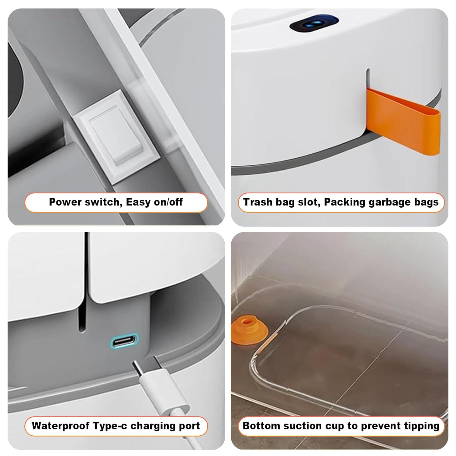 Bathroom Trash Can, Automatic Bagging Garbage Can, 3.5 Gallon Slim Smart Small Plastic Trash Bin, Narrow Motion Sensor Trash Can For Bedroom, Office White