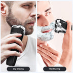 YIRISO Electric Razor for Men, 90Min Long-Lasting Rotary Shaver with 4D Floating Head & LCD Display, Ultra Smooth for Sensitive Skin, IPX6 Waterproof, USB-C Fast Charge, with Travel Case - Ideal Gift