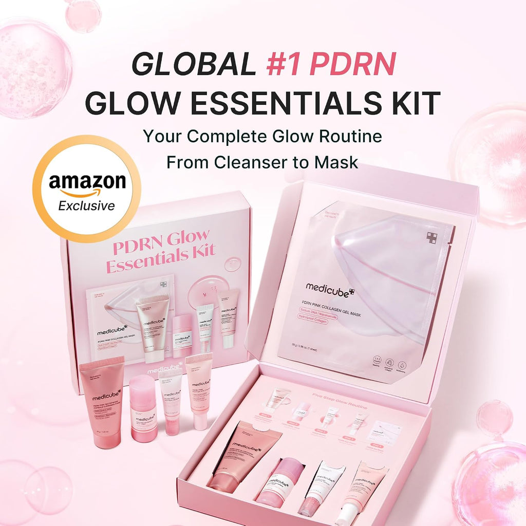 Medicube Pdrn Glow Essentials Kit, Mini Skincare Travel Set, 5-Step Routine