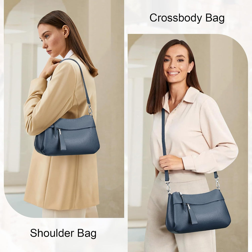 Genuine Leather Crossbody Bags For Women Small Crossbody Handbag Shoulder Purses With 2 Detachable Straps