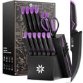 Knife Set - 15 PCS Kitchen Knife Set with Built-in Knife Sharpener Block - Stainless Steel Knife Block Set - Dishwasher Safe, Elegant Box for Men Women, Fathers day