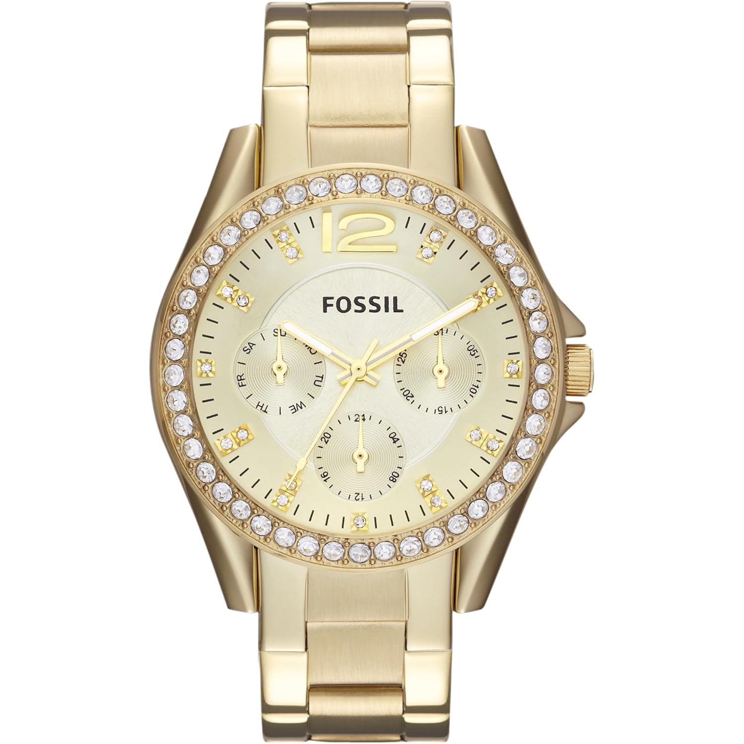 Fossil Women'S Watch, Riley Quartz Stainless Steel Multifunction Watch For Women