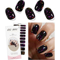 JMEOWIO Gel Nail Stickers Purple Red Black Semi Cured Gel Nail Strips Wraps UV/LED Nails Art Design Decoration Accessories