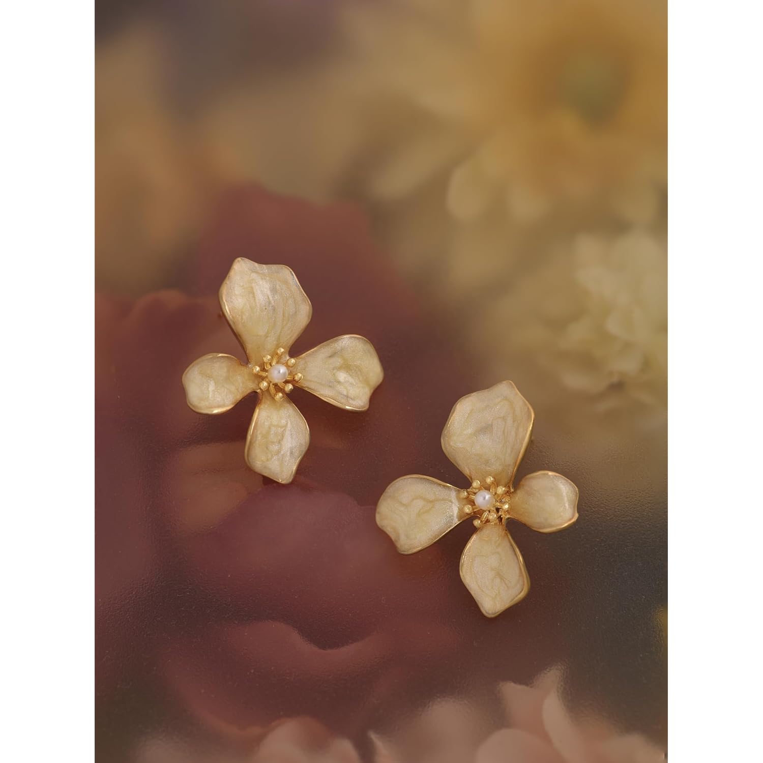 OJERRY Elegant Pastel Flower Stud Earrings for Women, Floral Earrings Jewelry Accessories Romantic Cool Gifts for Her Women in Their 20s 30s