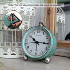Peakeep 4" Small Battery Operated Antique Retro Analog Alarm Clock | With Contour Lines In Gold For Room Decor, Silent Elegant Bedside Desk Table Gift Clock