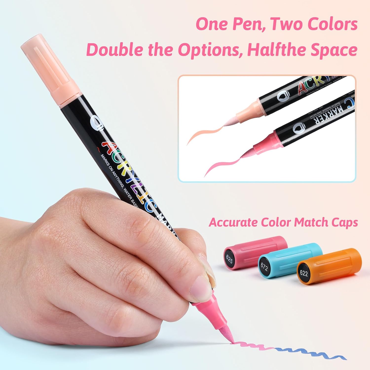 24 Colors Nail Art Markers Pens Set (12Pcs-Dual), Acrylic Nail Art Marker, 3D Dotting Liner Brush Quick-Drying Fine Tip Nail Polish Pen for DIY Home Salon, Beginners Manicure Drawing Tools